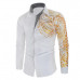 Men Fashion Print Shirt Long Sleeve Button Down Dress Shirt Casual Top Clubwear