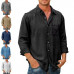 Men Single Breasted Shirt Button Down Party Long Sleeve Washed Shirts Casual Top