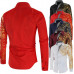 Men Fashion Print Shirt Long Sleeve Button Down Dress Shirt Casual Top Clubwear
