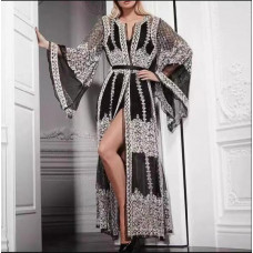Women's 2023 Pretty Diamante 2 Pcs Long Evening Dress Prom + Kimono Cardigan 276