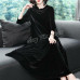 Womens Retro Velvet Dress Round Neck Long Sleeve Casual Loose Maxi Gown Oversize