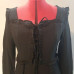 Gothic Lolita Long Sleeves Black Dress Lace Up Ruffle Eyelets Heart Buckles