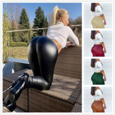 Women PU Leather Skinny Pants High Waist Push Up Butt Lift Stretch Legging S-5XL
