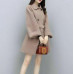 Fashion Women Faux Woolen 2Pcs OL Suit Double-breasted Loose Jacket Skirt Slim @