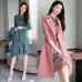 Womens Elegant Floral Bowknot Long Sleeves Shirt Dress Belt Trench Outwear Suits