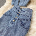 2023 New Women Jeans Vest+Skirts Sets Straps Tops Buttons Denim Skirt Suits