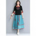 Women's Chinese Floral Half-sleeve Shirt Chiffon A-Line Skirt 2Pcs Suits L-5XL L