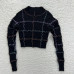 Womens Mock Neck Rib Knit Cropped Pullover Sweater Multicolor Black