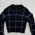 Womens Mock Neck Rib Knit Cropped Pullover Sweater Multicolor Black
